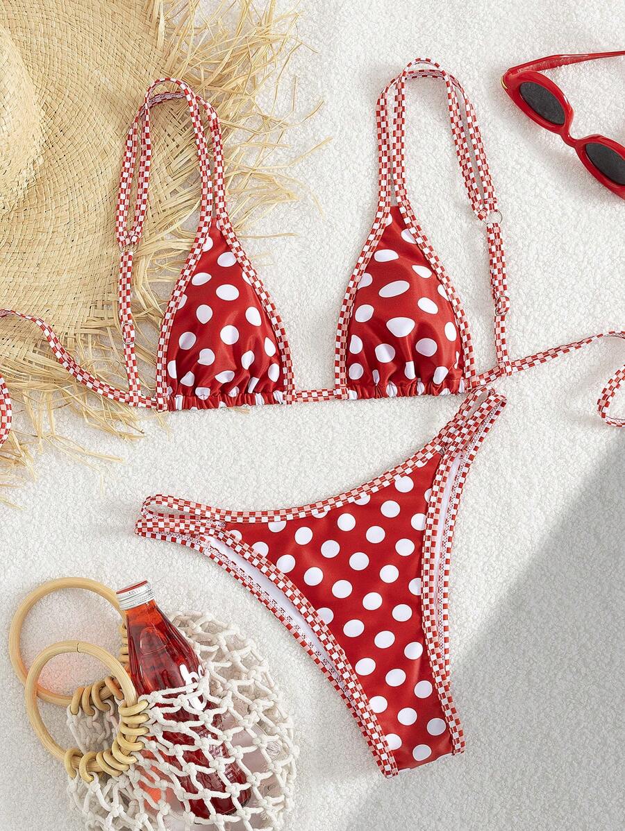 Conjunto de biquíni estilo boêmio com alças florais e costas nuas, 2 peças, moda praia para férias/feriados, primavera/verão