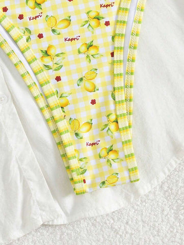 Conjunto de biquíni estilo boêmio com alças florais e costas nuas, 2 peças, moda praia para férias/feriados, primavera/verão