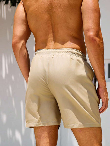 Manfinity Swimmode Homens Cintura Com Cordão Bolso Inclinado Short De Banho
