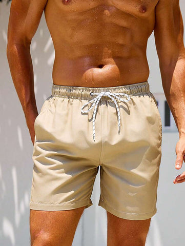 Manfinity Swimmode Homens Cintura Com Cordão Bolso Inclinado Short De Banho