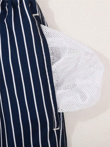 Shorts de Praia Listrado com Bolsos para Homens