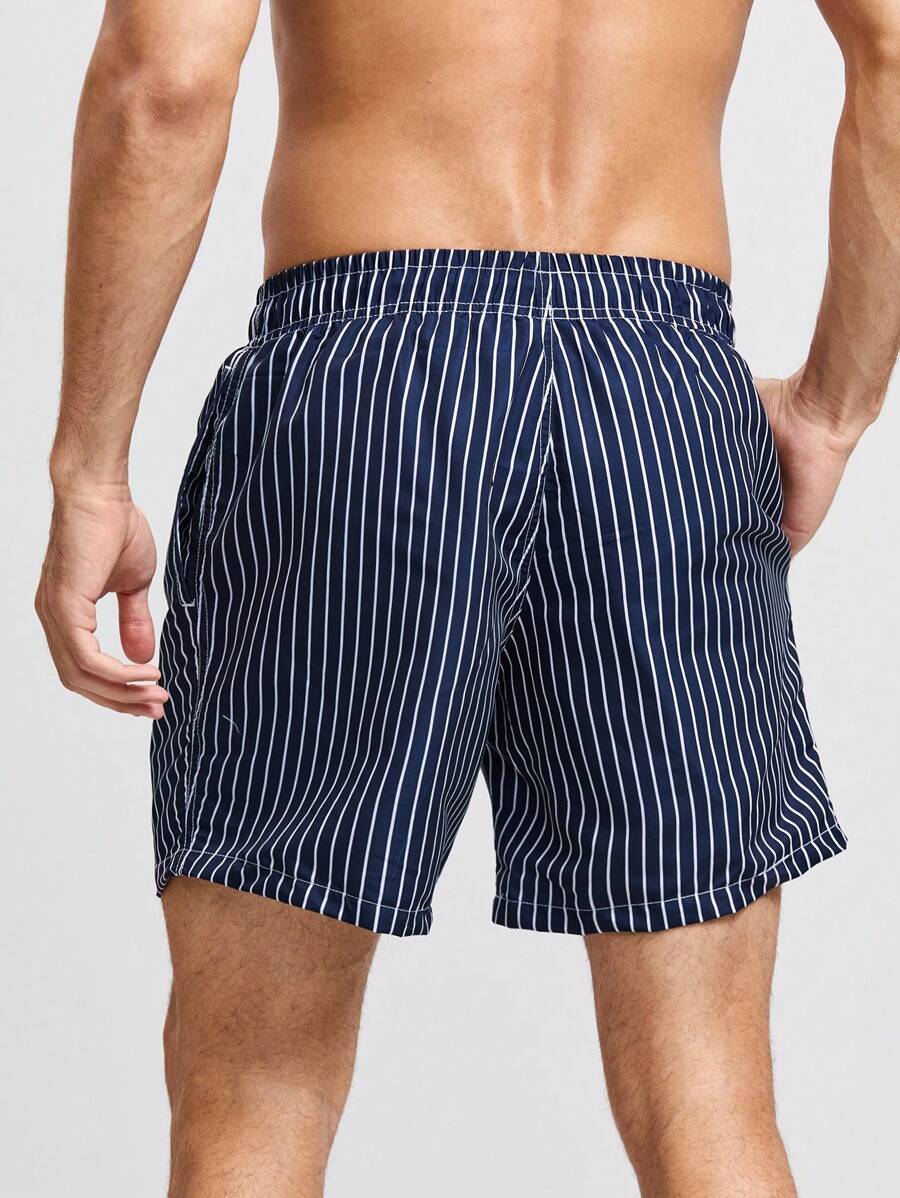 Shorts de Praia Listrado com Bolsos para Homens