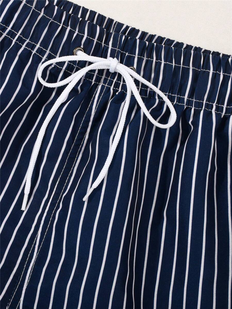 Shorts de Praia Listrado com Bolsos para Homens