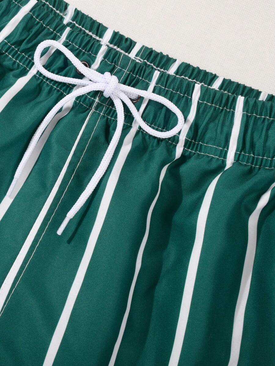 Shorts de Praia Listrado com Bolsos para Homens