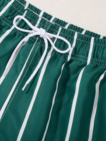 Shorts de Praia Listrado com Bolsos para Homens