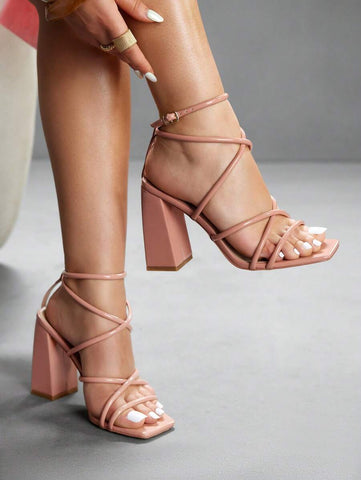 CUCCOO SZL Sapatos femininos com salto cruzado e tira no tornozelo, sandálias brancas para o verão, saltos de formatura, sapatos de festa, sapatos de volta às aulas, sapatos de estudante universitário, festa, baddie, elegante, chique, lindo estilo, natal,