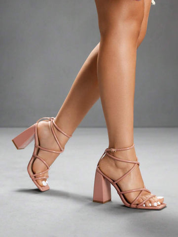 CUCCOO SZL Sapatos femininos com salto cruzado e tira no tornozelo, sandálias brancas para o verão, saltos de formatura, sapatos de festa, sapatos de volta às aulas, sapatos de estudante universitário, festa, baddie, elegante, chique, lindo estilo, natal,