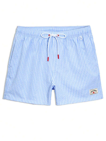 Horizaway Shorts de praia listrados com cordão na cintura para homens