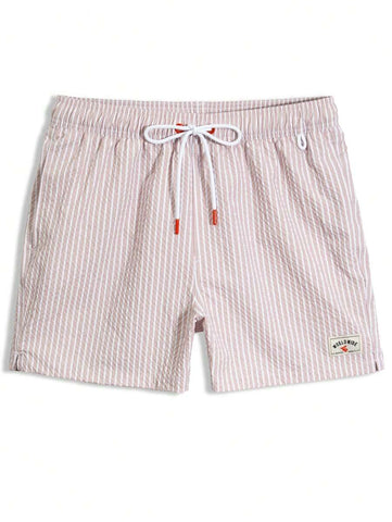Horizaway Shorts de praia listrados com cordão na cintura para homens
