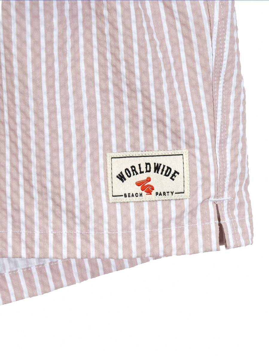 Horizaway Shorts de praia listrados com cordão na cintura para homens