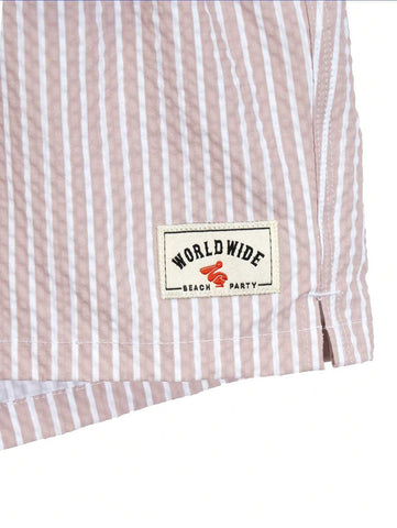 Horizaway Shorts de praia listrados com cordão na cintura para homens