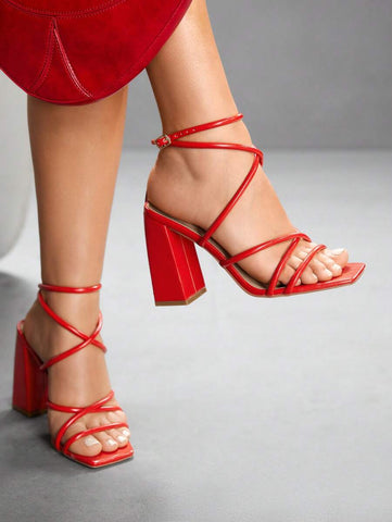 CUCCOO SZL Sapatos femininos com salto cruzado e tira no tornozelo, sandálias brancas para o verão, saltos de formatura, sapatos de festa, sapatos de volta às aulas, sapatos de estudante universitário, festa, baddie, elegante, chique, lindo estilo, natal,
