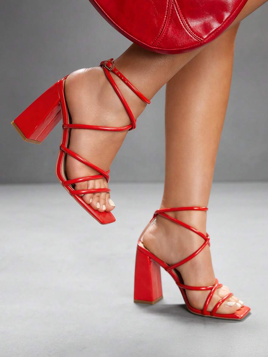 CUCCOO SZL Sapatos femininos com salto cruzado e tira no tornozelo, sandálias brancas para o verão, saltos de formatura, sapatos de festa, sapatos de volta às aulas, sapatos de estudante universitário, festa, baddie, elegante, chique, lindo estilo, natal,