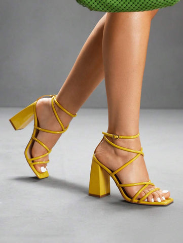 CUCCOO SZL Sapatos femininos com salto cruzado e tira no tornozelo, sandálias brancas para o verão, saltos de formatura, sapatos de festa, sapatos de volta às aulas, sapatos de estudante universitário, festa, baddie, elegante, chique, lindo estilo, natal,