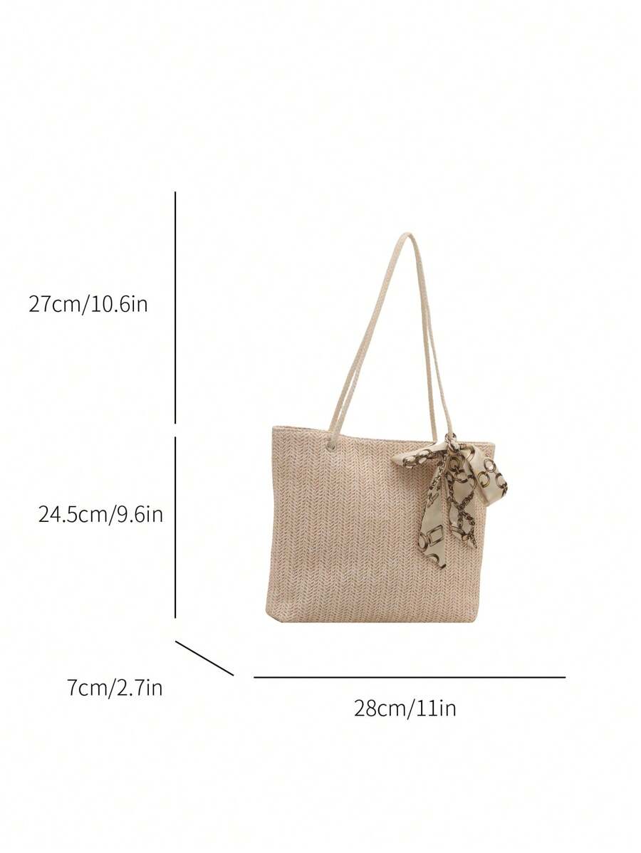 Bolsa de palha casual e moderna para mulheres, bolsa tote/ombro/bolsa de mão/bolsa de praia, bolsa de férias da moda para o verão