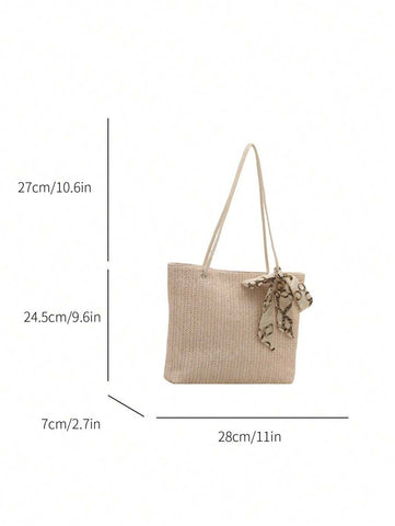 Bolsa de palha casual e moderna para mulheres, bolsa tote/ombro/bolsa de mão/bolsa de praia, bolsa de férias da moda para o verão