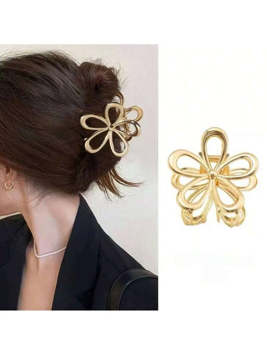 Grampo de cabelo de liga vazada de tamanho grande para mulheres, 1 peça, para uso diário, garras de cabelo, grampos de cabelo, grampos de mandíbula de cabelo, grampos de cabelo, grampo de cabelo, prendedor de cabelo