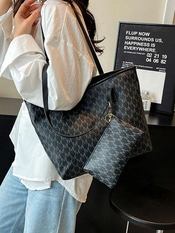 Grande capacidade simples e versátil bolsa tote impressa com decoração de rebites para mulheres bolsa tote com estampa de flores retrô bolsa de ombro de grande capacidade bolsa de mão diária da moda para mulheres, novidade no outono/inverno bolsa tote de