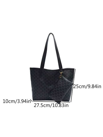 Grande capacidade simples e versátil bolsa tote impressa com decoração de rebites para mulheres bolsa tote com estampa de flores retrô bolsa de ombro de grande capacidade bolsa de mão diária da moda para mulheres, novidade no outono/inverno bolsa tote de