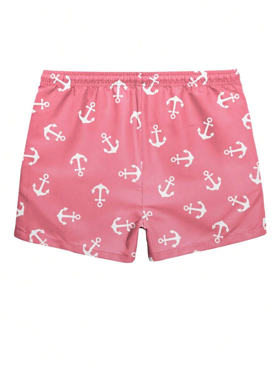 Manfinity Swimmode Shorts de praia masculinos casuais com estampa de âncora