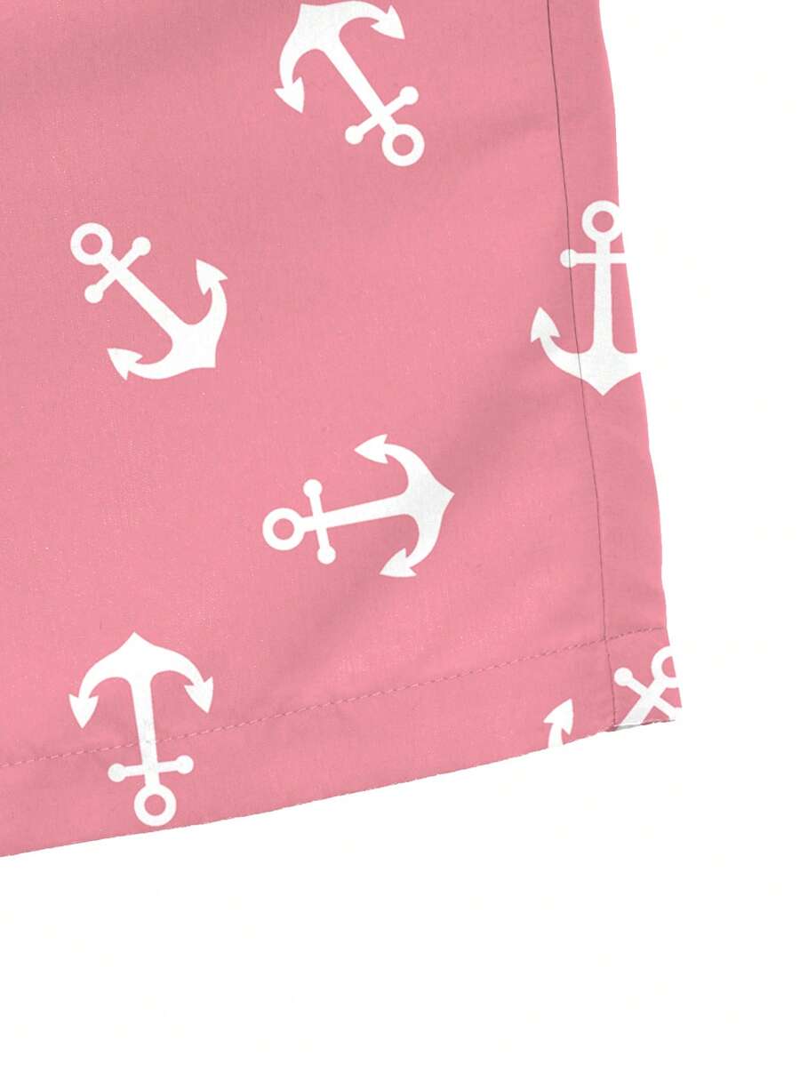 Manfinity Swimmode Shorts de praia masculinos casuais com estampa de âncora