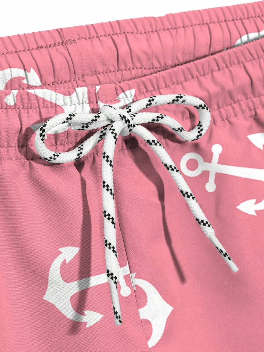 Manfinity Swimmode Shorts de praia masculinos casuais com estampa de âncora