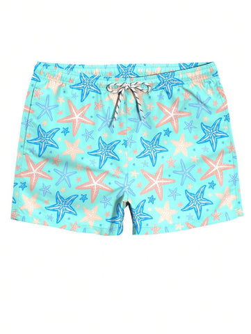 Manfinity Swimmode Shorts de praia casuais com estampa de estrela do mar masculino