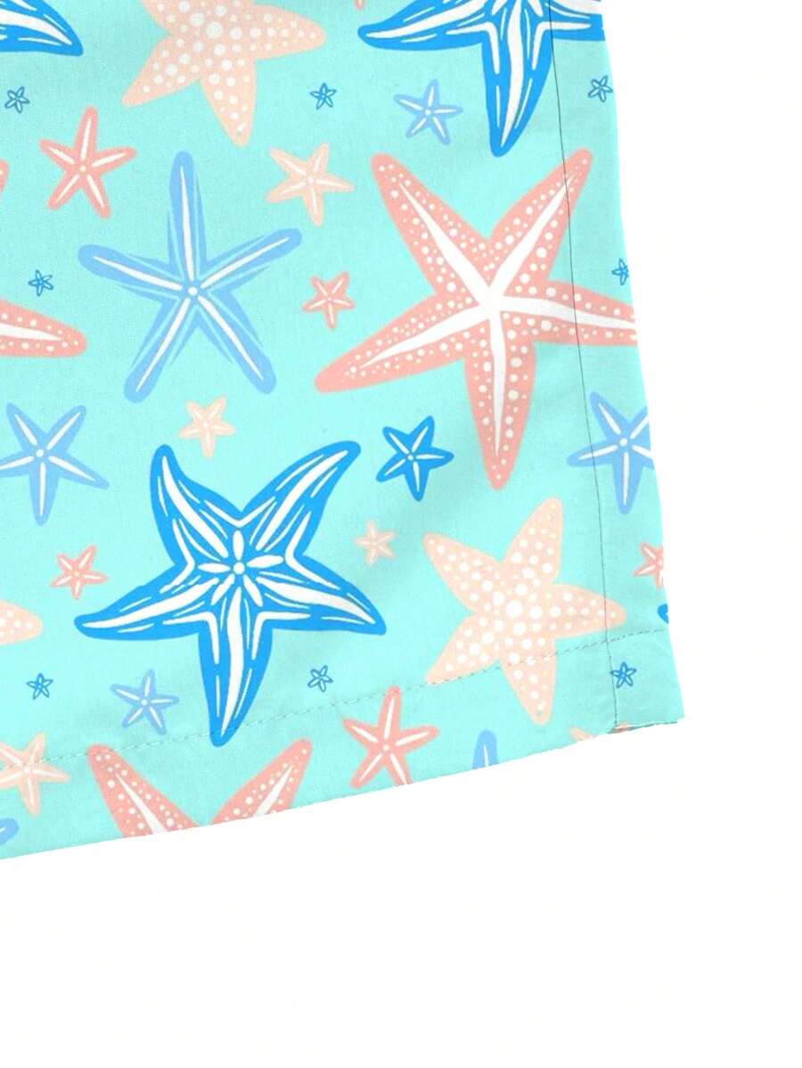 Manfinity Swimmode Shorts de praia casuais com estampa de estrela do mar masculino