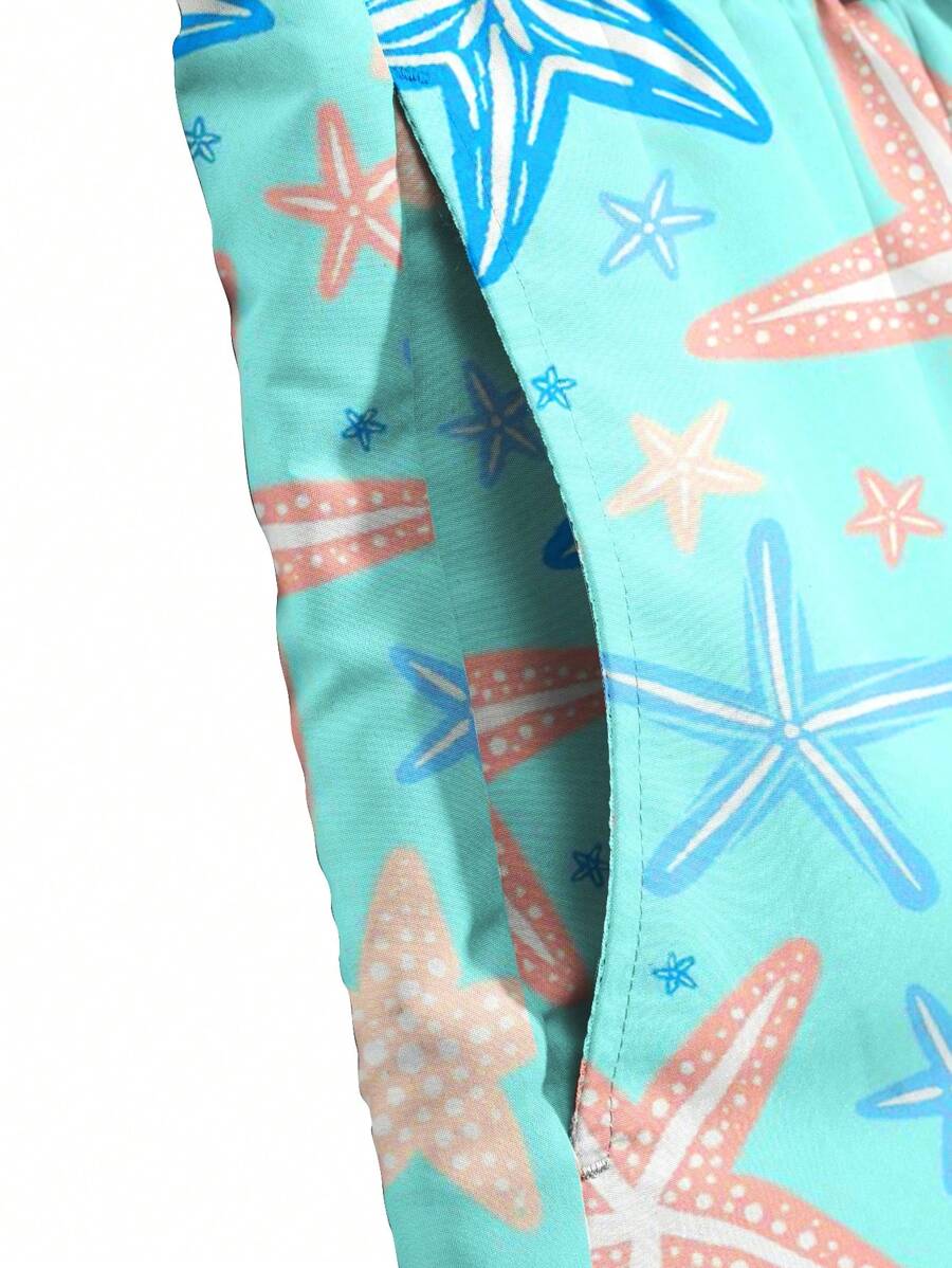 Manfinity Swimmode Shorts de praia casuais com estampa de estrela do mar masculino