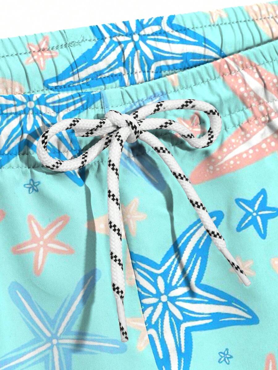 Manfinity Swimmode Shorts de praia casuais com estampa de estrela do mar masculino