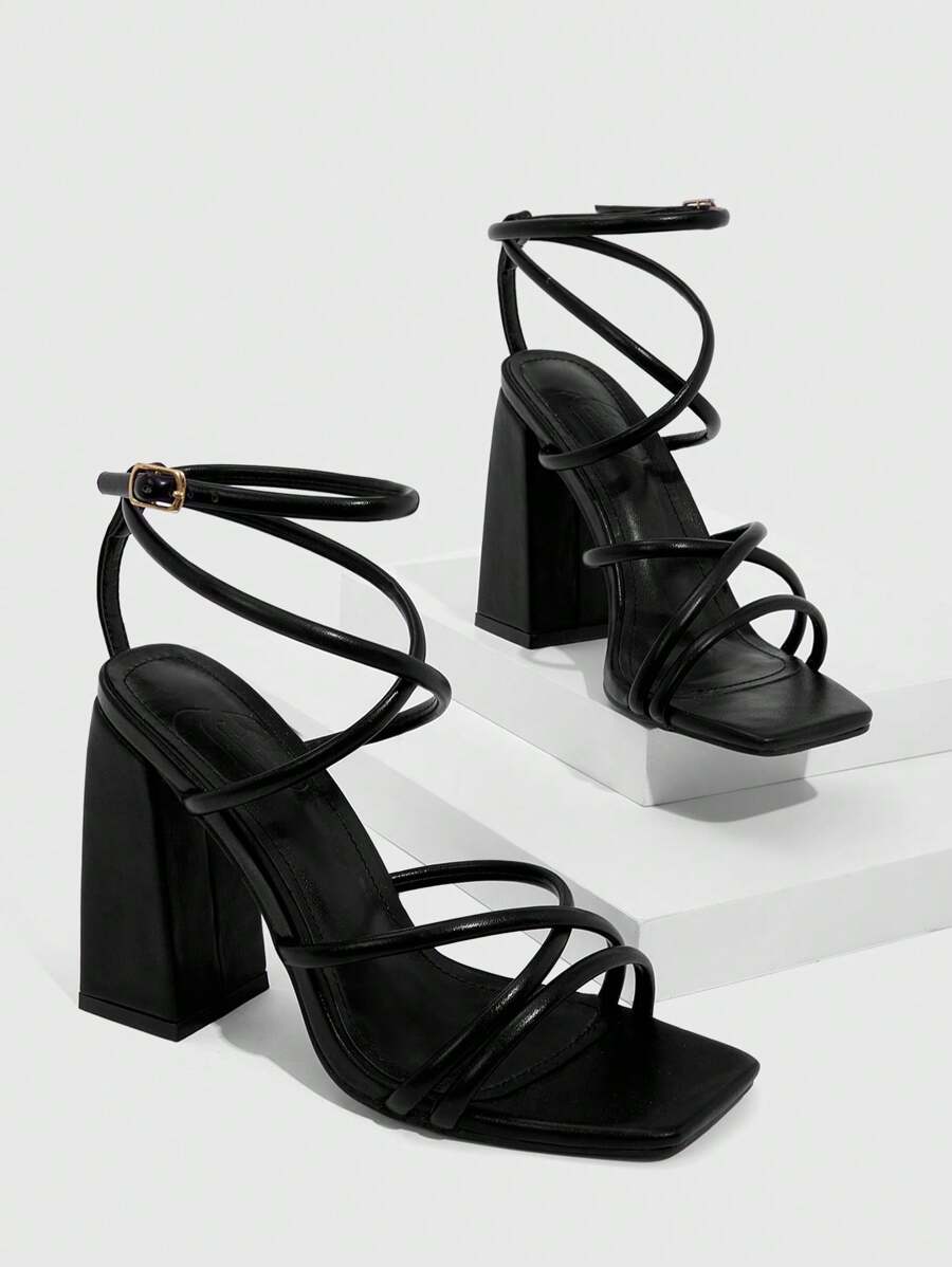 CUCCOO SZL Sapatos femininos com salto cruzado e tira no tornozelo, sandálias brancas para o verão, saltos de formatura, sapatos de festa, sapatos de volta às aulas, sapatos de estudante universitário, festa, baddie, elegante, chique, lindo estilo, natal,