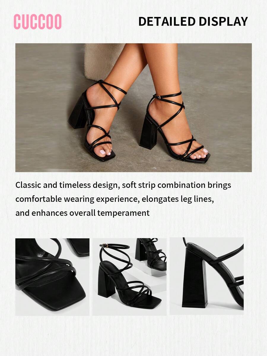 CUCCOO SZL Sapatos femininos com salto cruzado e tira no tornozelo, sandálias brancas para o verão, saltos de formatura, sapatos de festa, sapatos de volta às aulas, sapatos de estudante universitário, festa, baddie, elegante, chique, lindo estilo, natal,