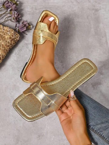 Sandálias Planas Estilo Coreano Para Mulheres, Chinelos De Praia De Verão Com Dedo Aberto, Novas Sandálias Romanas De Tricô De Outono, Sapatos Femininos Elegantes Para Saias, Praia Ou Férias