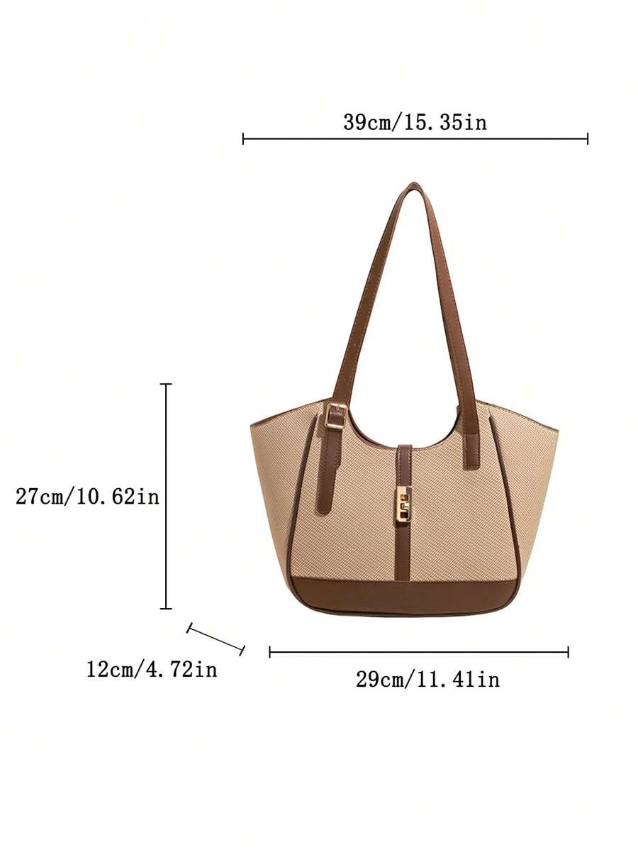 Bolsa de ombro feminina casual com zíper e grande capacidade para uso diário, bolsa de ombro nova no outono/inverno, bolsa tote de grande capacidade
