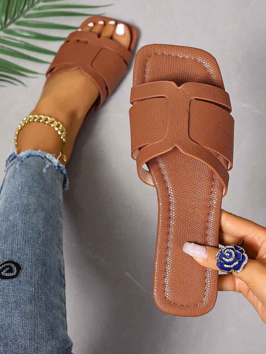 Sandálias Planas Estilo Coreano Para Mulheres, Chinelos De Praia De Verão Com Dedo Aberto, Novas Sandálias Romanas De Tricô De Outono, Sapatos Femininos Elegantes Para Saias, Praia Ou Férias