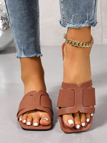 Sandálias Planas Estilo Coreano Para Mulheres, Chinelos De Praia De Verão Com Dedo Aberto, Novas Sandálias Romanas De Tricô De Outono, Sapatos Femininos Elegantes Para Saias, Praia Ou Férias