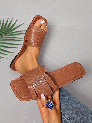 Sandálias Planas Estilo Coreano Para Mulheres, Chinelos De Praia De Verão Com Dedo Aberto, Novas Sandálias Romanas De Tricô De Outono, Sapatos Femininos Elegantes Para Saias, Praia Ou Férias