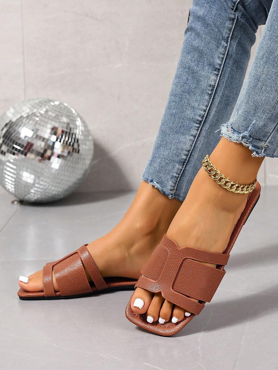 Sandálias Planas Estilo Coreano Para Mulheres, Chinelos De Praia De Verão Com Dedo Aberto, Novas Sandálias Romanas De Tricô De Outono, Sapatos Femininos Elegantes Para Saias, Praia Ou Férias