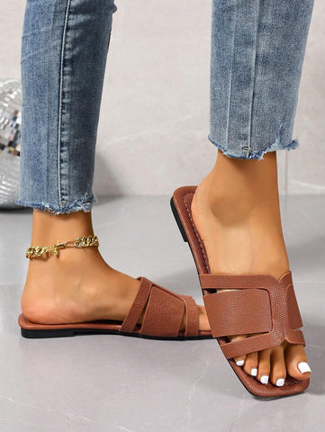 Sandálias Planas Estilo Coreano Para Mulheres, Chinelos De Praia De Verão Com Dedo Aberto, Novas Sandálias Romanas De Tricô De Outono, Sapatos Femininos Elegantes Para Saias, Praia Ou Férias