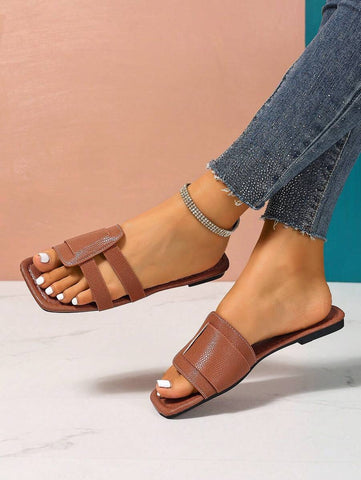 Sandálias Planas Estilo Coreano Para Mulheres, Chinelos De Praia De Verão Com Dedo Aberto, Novas Sandálias Romanas De Tricô De Outono, Sapatos Femininos Elegantes Para Saias, Praia Ou Férias