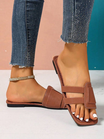 Sandálias Planas Estilo Coreano Para Mulheres, Chinelos De Praia De Verão Com Dedo Aberto, Novas Sandálias Romanas De Tricô De Outono, Sapatos Femininos Elegantes Para Saias, Praia Ou Férias