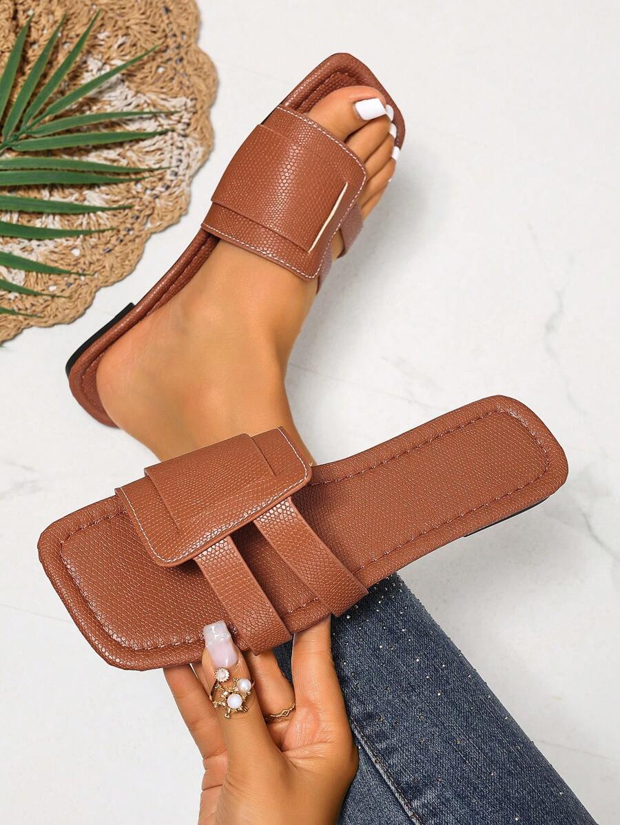 Sandálias Planas Estilo Coreano Para Mulheres, Chinelos De Praia De Verão Com Dedo Aberto, Novas Sandálias Romanas De Tricô De Outono, Sapatos Femininos Elegantes Para Saias, Praia Ou Férias