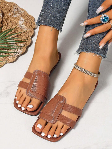 Sandálias Planas Estilo Coreano Para Mulheres, Chinelos De Praia De Verão Com Dedo Aberto, Novas Sandálias Romanas De Tricô De Outono, Sapatos Femininos Elegantes Para Saias, Praia Ou Férias