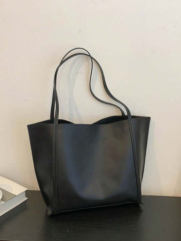 Bolsa de ombro com design elegante e de grande capacidade, cor sólida, nova bolsa de ombro com grande capacidade para outono/inverno