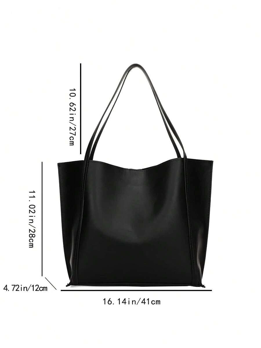 Bolsa de ombro com design elegante e de grande capacidade, cor sólida, nova bolsa de ombro com grande capacidade para outono/inverno
