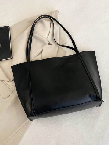 Bolsa de ombro com design elegante e de grande capacidade, cor sólida, nova bolsa de ombro com grande capacidade para outono/inverno