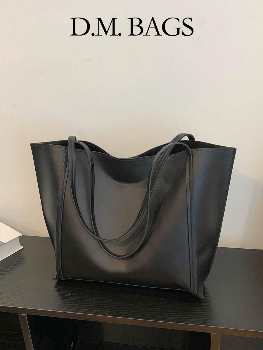 Bolsa de ombro com design elegante e de grande capacidade, cor sólida, nova bolsa de ombro com grande capacidade para outono/inverno