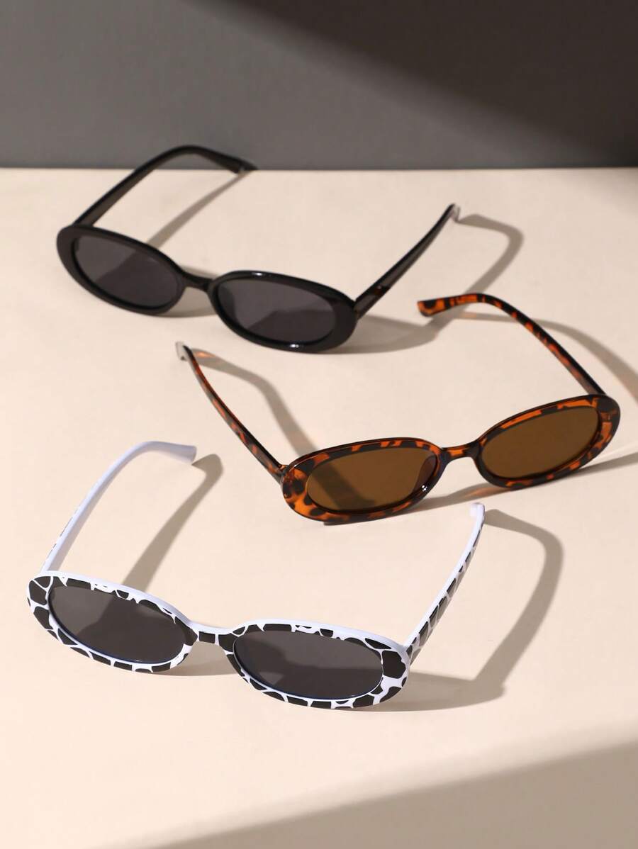 2 peças de óculos de grau ovais clássicos de plástico para mulheres, combinação para presente de feriado, férias na praia tropical, atividades ao ar livre, acessórios de praia para férias de verão, atividades ao ar livre, viagens, volta às aulas, estilo p