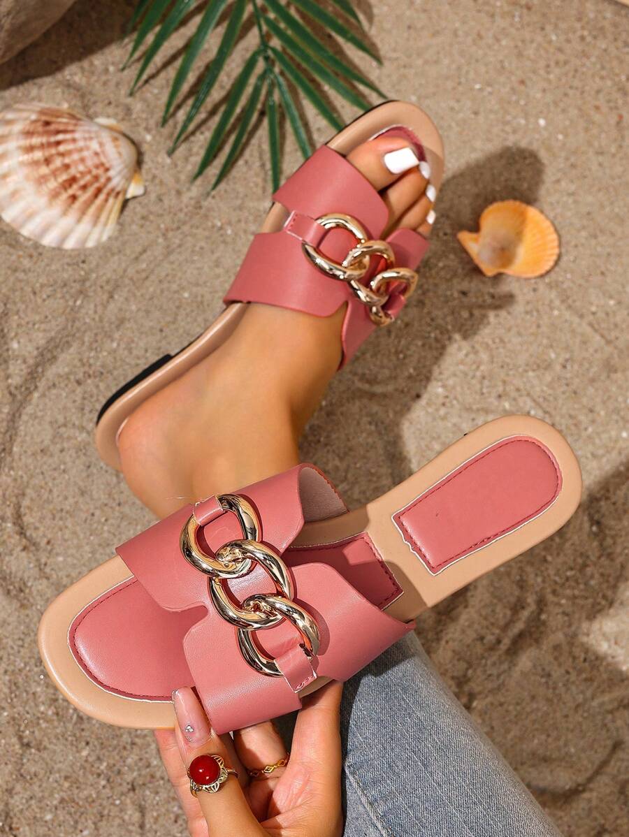 Sandálias Planas Estilo Coreano Para Mulheres, Chinelos De Praia De Verão Com Dedo Aberto, Novas Sandálias Romanas De Tricô De Outono, Sapatos Femininos Elegantes Para Saias, Praia Ou Férias