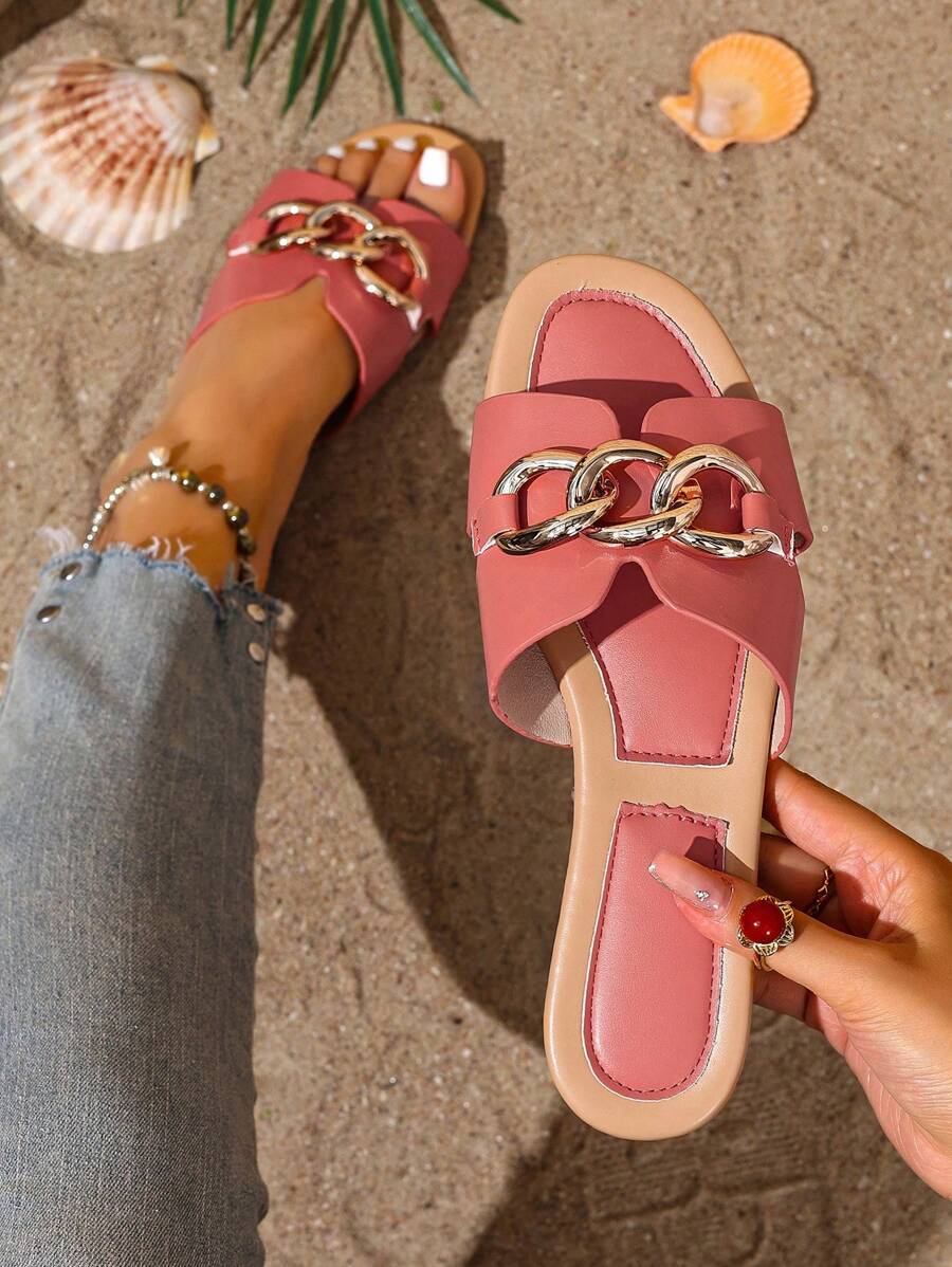 Sandálias Planas Estilo Coreano Para Mulheres, Chinelos De Praia De Verão Com Dedo Aberto, Novas Sandálias Romanas De Tricô De Outono, Sapatos Femininos Elegantes Para Saias, Praia Ou Férias